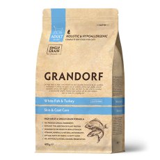 Grandorf Holistic & Hypoallergenic Skin & Care White Fish & Turkey / Сухой корм Грандорф Низкозерновой для взрослых кошек Белая рыба Индейка