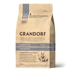 Grandorf Holistic & Hypoallergenic Sterilized Adult Rabbit & Turkey / Сухой корм Грандорф Низкозерновой для Стерилизованных кошек Кролик Индейка