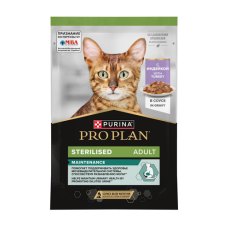 PRO PLAN Sterilised MAINTENANCE / Влажный корм Паучи ПРО ПЛАН (Поддержание естественной защиты организма) для взрослых стерилизованных кошек и кастрированных котов с индейкой в соусе (цена за упаковку)