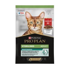 PRO PLAN Sterilised MAINTENANCE / Влажный корм Паучи ПРО ПЛАН для взрослых стерилизованных кошек с говядиной в соусе (цена за упаковку)