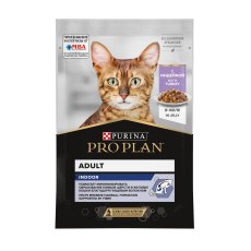 PRO PLAN INDOOR / Влажный корм Паучи ПРО ПЛАН для взрослых кошек при домашнем образе жизни с индейкой в желе (цена за упаковку)
