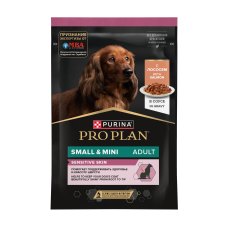 PRO PLAN SENSITIVE SKIN / Влажный корм Паучи ПРО ПЛАН для взрослых собак мелких пород при чувствительном пищеварении с лососем (цена за упаковку)