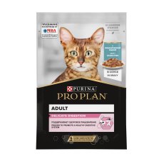 PRO PLAN DELICATE DIGESTION / Влажный корм Паучи ПРО ПЛАН для взрослых кошек при чувствительном пищеварении с рыбой в соусе (цена за упаковку)