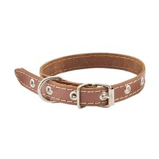 Homepet / Ошейник Хоумпет для собак Кожаный простроченный Коричневый