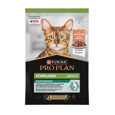 PRO PLAN Sterilised MAINTENANCE / Влажный корм Паучи ПРО ПЛАН (Поддержание естественной защиты организма) для взрослых стерилизованных кошек с лососем в соусе (цена за упаковку)