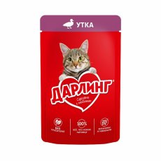 Дарлинг / Влажный корм Паучи для взрослых кошек Утка в подливе (цена за упаковку)