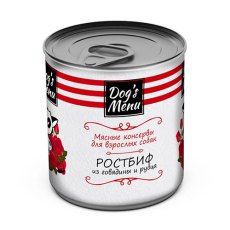 Dogs Menu / Консервы Догс Меню для взрослых собак Ростбиф из Говядины и рубца (цена за упаковку)