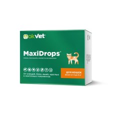 Okvet / Капли Оквет МаксиДропс для кошек от 4 до 8 кг от Клещей Блох Вшей Круглых и Ленточных гельминтов