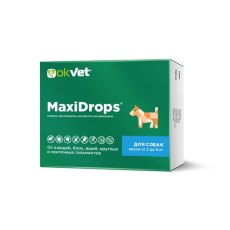 Okvet / Капли Оквет МаксиДропс для собак от 2 до 5 кг от Клещей Блох Вшей Круглых и Ленточных гельминтов