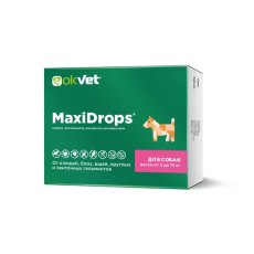 Okvet / Капли Оквет МаксиДропс для собак от 5 до 10 кг от Клещей Блох Вшей Круглых и Ленточных гельминтов