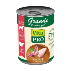 Vita Pro Grande / Влажный корм Консервы Вита Про для собак Ягненок с индейкой кусочки в соусе (цена за упаковку)