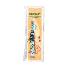 Homecat / Ошейник Хоумкэт для кошек с бубенчиком бирюзовый с рисунком