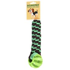 Homepet Dental TPR / Игрушка Хоумпет для собак Мяч с отверстиями для лакомств на плетенке