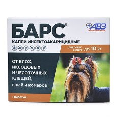 АгроВетЗащита Барс / Капли от блох и клещей для собак весом до 10 кг