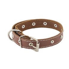 Homepet / Ошейник Хоумпет для собак Кожаный с украшениями простроченный Коричневый