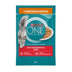 PURINA ONE STERILISED / Влажный корм Паучи Пурина УАН для взрослых стерилизованных кошек с курицей (цена за упаковку)