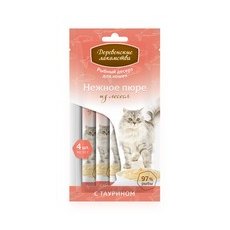 Деревенские лакомства / Рыбный десерт для кошек Нежное пюре из Лосося