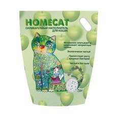 Homecat / Силикагелевый наполнитель Хоумкэт для кошачьего туалета аромат Яблоко
