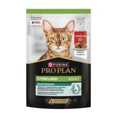 PRO PLAN Sterilised MAINTENANCE / Влажный корм Паучи ПРО ПЛАН для взрослых стерилизованных кошек паштет с Говядиной (цена за упаковку)