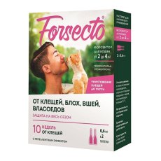 Forsecto / Капли на холку Форсекто от Клещей Блох Вшей Власоедов для кошек весом от 2 до 4 кг