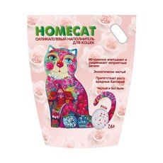 Homecat / Силикагелевый наполнитель Хоумкэт для кошачьего туалета аромат Роза