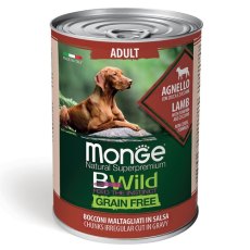 Monge Dog BWild Grainfree Adult Lamb /  Консервы Беззерновые Монж для взрослых собак Ягненок тыква цукини (цена за упаковку)