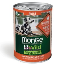 Monge Dog BWild Grainfree Adult Turkey / Консервы Беззерновые Монж для взрослых собак Индейка тыква цукини (цена за упаковку)