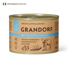 Grandorf Dog Beef Sweet Potato Cauliflower Pate  / Консервы Грандорф для собак Паштет из говядины с бататом и цветной капустой (цена за упаковку)
