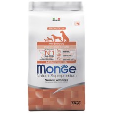 Monge Dog Monoprotein Puppy & Junior Salmon with rice / Сухой корм Монж для Щенков всех пород Лосось с рисом