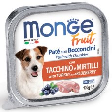 Monge Dog Fruit Turkey / Влажный корм Консервы Монж Фрукт для взрослых собак Индейка с Черникой (цена за упаковку)