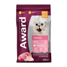Award Adult Sterilized / Сухой корм Авард для взрослых Стерилизованных кошек Индейка курица клюква цикорий