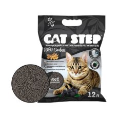 Cat Step Tofu Carbon / Комкующийся растительный наполнитель Кэт Степ для кошачьего туалета с Активированным углем