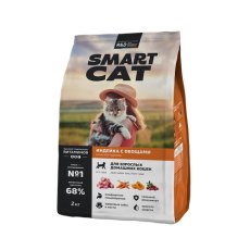 Smart Cat Indoor / Сухой корм Смарт Кэт для взрослых Домашних кошек с Индейкой и овощами