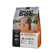 Smart Dog Medium&Maxi Sensitive / Сухой корм Смарт Дог для взрослых собак Средних и крупных пород с Чувствительным пищеварением Индейка с овощами