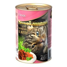 Ночной охотник / Влажный корм Консервы для кошек Ягненок кусочки в желе (цена за упаковку)