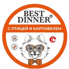 Best Dinner / Консервы Бест Диннер для собак Паштет с Птицей и картофелем (цена за упаковку)