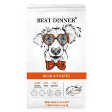 Best Dinner Sensible Adult Dog Medium & Maxi Duck & Potato / Сухой корм Бест Диннер для взрослых собак Средних и Крупных пород Утка картофель