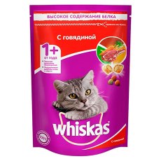 Whiskas / Сухой корм Вискас для взрослых кошек подушечки-паштет с Говядиной