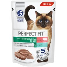 Perfect Fit / Паучи Перфект Фит для Стерилизованных кошек Паштет Говядина (цена за упаковку)