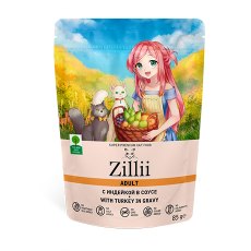 Zillii Adult Turkey in gravy / Паучи Зилли для взрослых кошек Индейка в соусе (цена за упаковку)