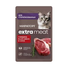 Мираторг Extra Meat / Влажный корм Паучи для Стерилизованных кошек Говядина Black Angus в соусе (цена за упаковку)