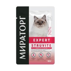 Мираторг Expert Struvite / Влажный корм Паучи для взрослых кошек всех пород при МКБ струвитного типа (цена за упаковку)