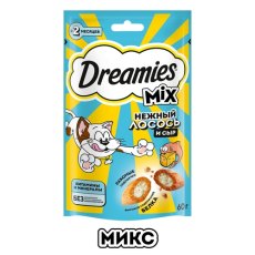 Dreamies Mix / Лакомство Дримис для кошек Подушечки Лосось Сыр