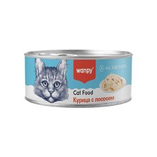 Wanpy / Влажный корм Консервы Ванпи для кошек Курица с лососем  (цена за упаковку)