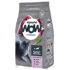 AlphaPet Wow Superpremium / Сухой корм АльфаПет для Домашних кошек Утка потрошки