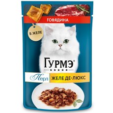 Гурмэ Перл / Влажный корм Паучи Пурина Гурмэ Желе Де-Люкс для взрослых кошек с говядиной (цена за упаковку)