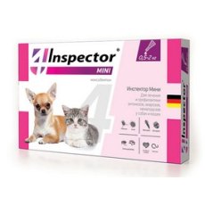 Inspector Мини / Капли Инспектор от Внешних и Внутренних паразитов для кошек и собак весом от 0,5 до 2 кг