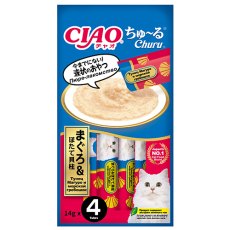 Inaba Ciao Churu Maguro Tuna with Scallop / Лакомство-пюре Инаба для кошек Тунец магуро и гребешок
