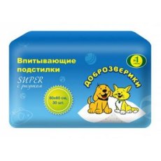 Доброзверики Super / Подстилки для животных с рисунком 30шт