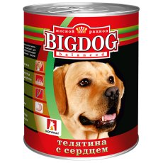 Зоогурман Big Dog Влажный корм Консервы для собак Телятина с сердцем (цена за упаковку)